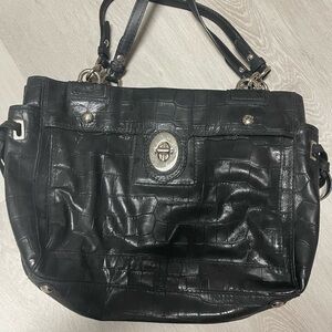Coach Black Croc-Embossed leather Shoulder Bag